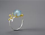 Aquamarine Gemstone Flower Ring