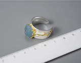 Long Leaves Aquamarine Ring