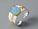 Long Leaves Aquamarine Ring