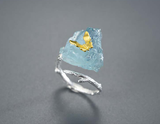 Aquamarine Butterfly Ring