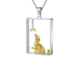 Dachshund Dog and Bone Pendant