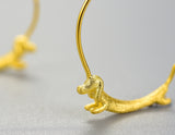 Flying Dachshund Hoop Earrings