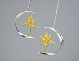 Iris Flower and Leaf Earring