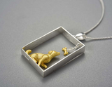 Dachshund Dog and Bone Pendant