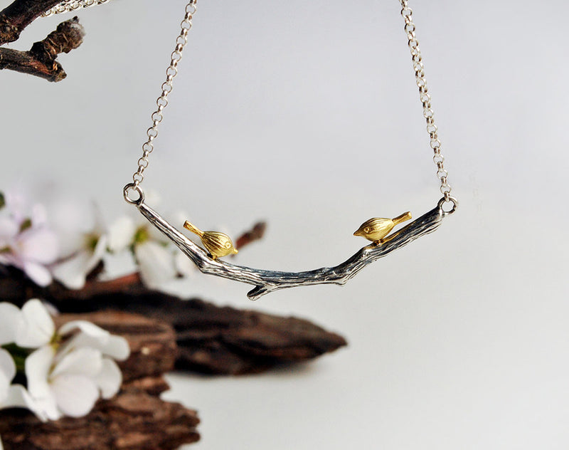 Birds on Branch Necklace - Lotus Fun