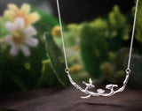 Silver Birds on Branch Necklace II - Lotus Fun