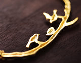 Gold Birds on Branch Necklace II - Lotus Fun