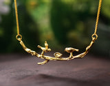 Gold Birds on Branch Necklace II - Lotus Fun