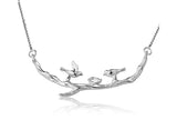 Silver Birds on Branch Necklace II - Lotus Fun