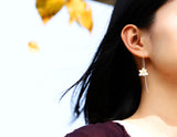 Girl wearing Blooming Orchids Earring - Lotus Fun
