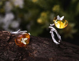 Amber Butterfly Ring - Lotus Fun