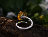 Amber Butterfly Ring - Lotus Fun