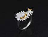 Bird & Cat Gear Ring - Lotus Fun