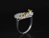 Cat & Bird Gear Ring - Lotus Fun