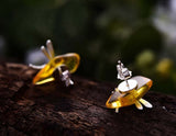Amber Dragonfly Earring - Lotus Fun