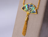 Mother of Pearl Oriental Fan Necklace