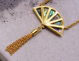 Mother of Pearl Oriental Fan Necklace