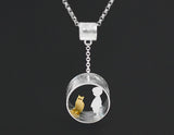 Boy and Girl Meets Cat Pendant - Lotus Fun