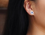 Lapis Lotus Stud Earring