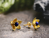 Lapis Flower Stud - Lotus Fun