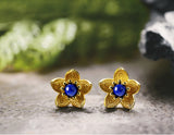 Lapis Lotus Stud Earring