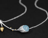 Aquamarine Lotus Necklace - Lotus Fun