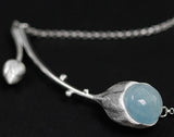 Aquamarine Lotus Necklace - Lotus Fun