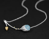 Aquamarine Lotus Necklace - Lotus Fun