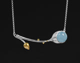 Aquamarine Lotus Necklace - Lotus Fun