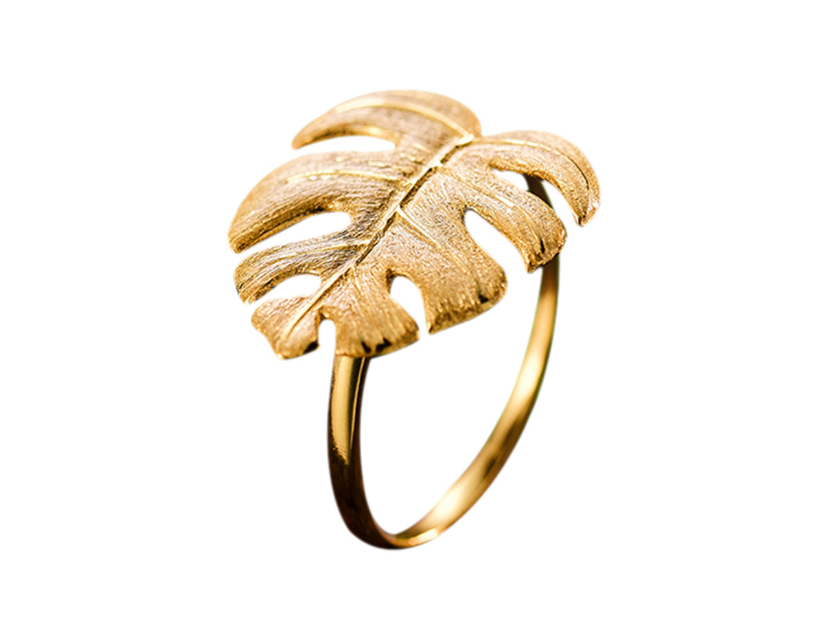 Sterling Silver | Monstera Leaf Ring - Lotus Fun Gold