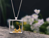 Playful Cat Pendant - Lotus Fun