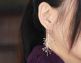 Girl wearing Autumn Tree Branch Earring - Lotus Fun