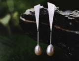 Triangle Pearl Earring - Lotus Fun