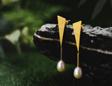 Triangle Pearl Earring - Lotus Fun