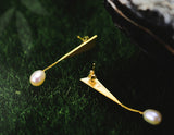 Triangle Pearl Earring - Lotus Fun