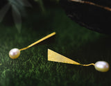 Triangle Pearl Earring - Lotus Fun