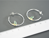 Bamboo Leaves Round Hoop Earrings