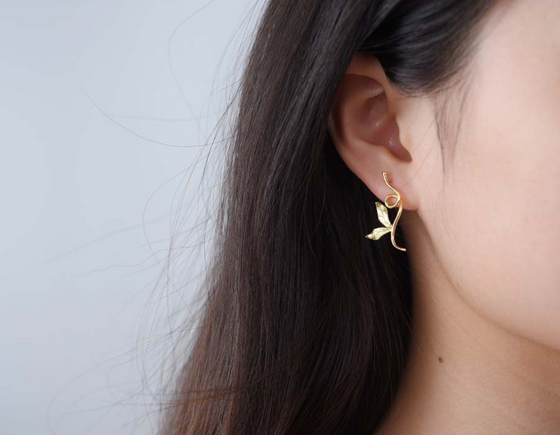 Asymmetrical Branch Leaves Dangle Earrings