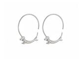 Flying Dachshund Hoop Earrings