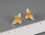 Crystal Rose Flower Stud Earrings