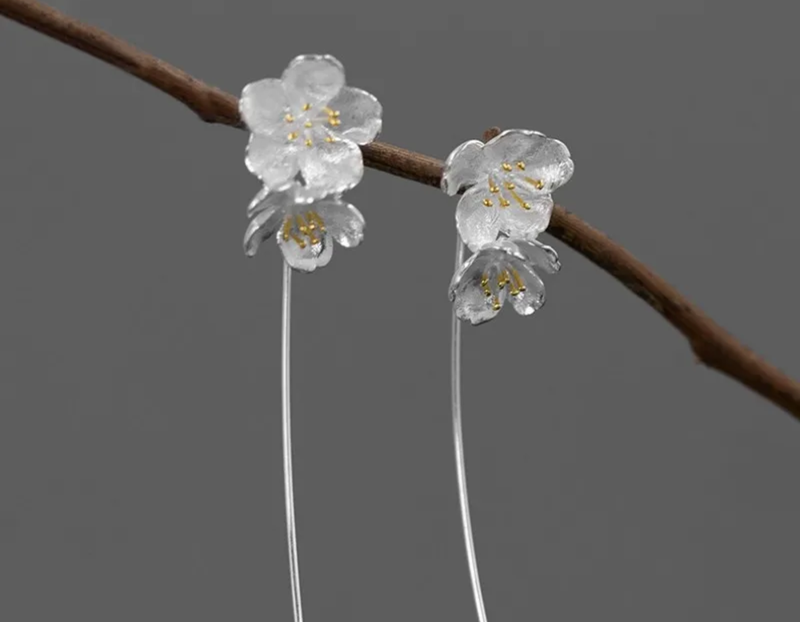 Cherry Blossoms Flower Dangle Earrings