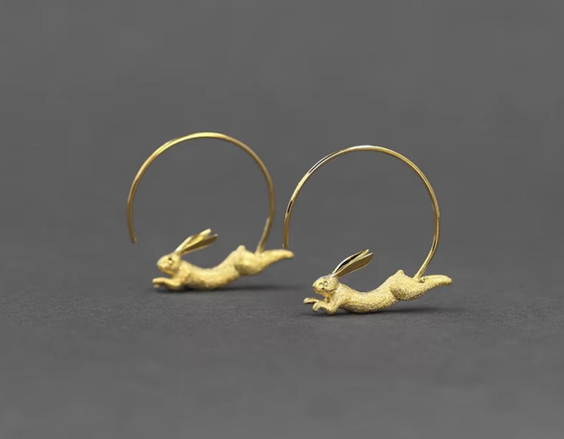 Running Bunny Hoop Earrings