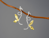 Asymmetrical Branch Leaves Dangle Earrings
