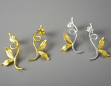 Asymmetrical Branch Leaves Dangle Earrings
