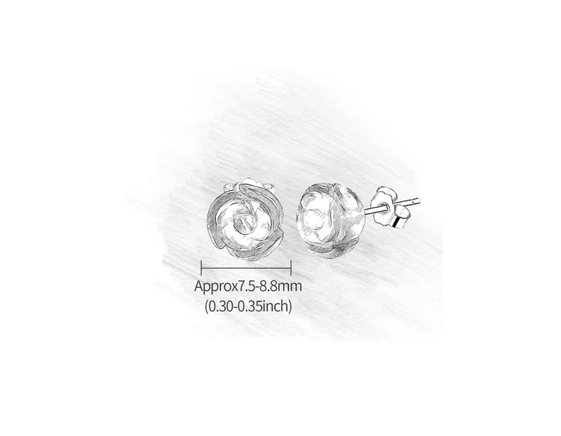 Aquamarine Rose Flower Stud Earrings