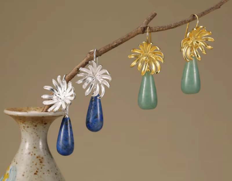 Chrysanthemum Drop Earrings