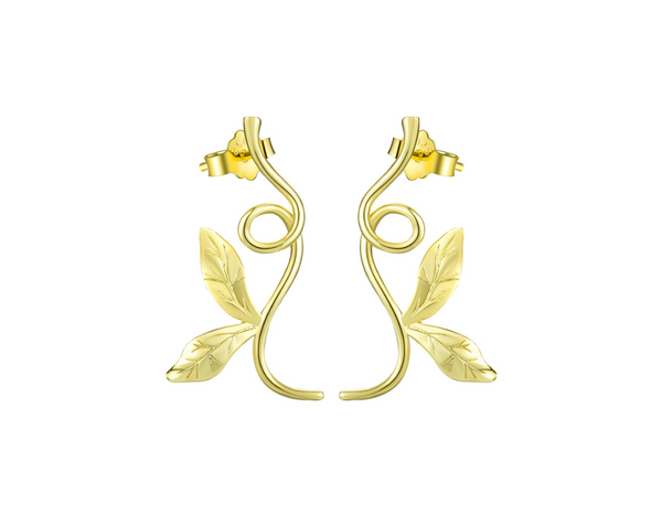 Asymmetrical Branch Leaves Dangle Earrings