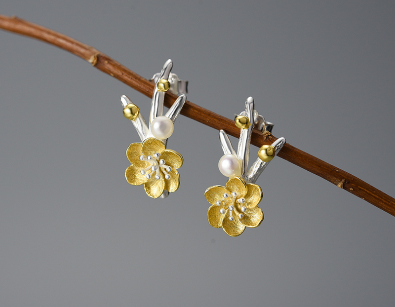 Winter Blossom and Snow Flower Stud Earrings