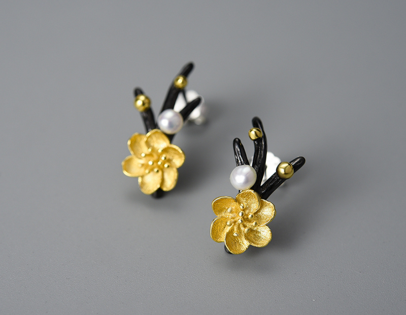 Winter Blossom and Snow Flower Stud Earrings