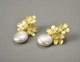 Baroque Pearl Forget-me-not Flower Dangle Earrings